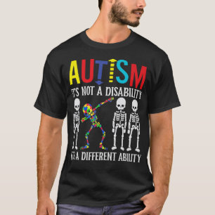 AutismIt's a Different Ability Dabbing Skeleton Pu T-Shirt