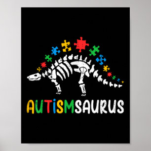 Autismsaurus Dinosaur Boys Kids Toddler Autism Awa Poster