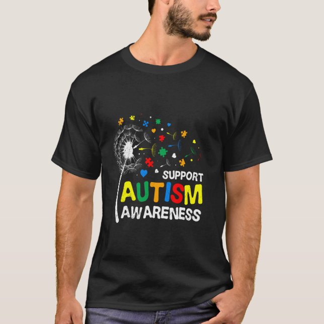 AUTIST SUPPORT AUTISM AWARENESS Funny Dandelion T-Shirt (Front)