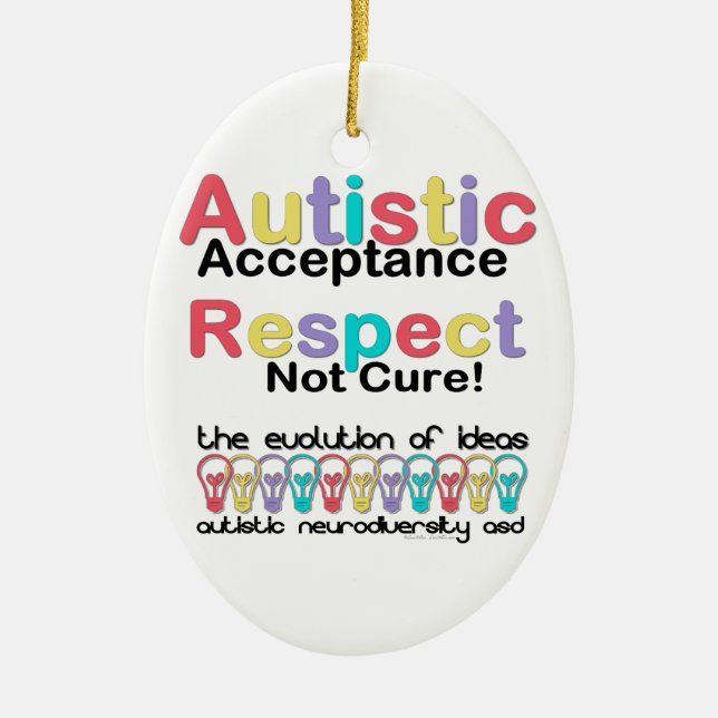 Autistic Acceptance Respect Not Cure Ceramic Tree Decoration (Front)