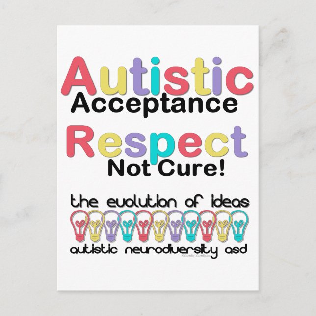 Autistic Acceptance Respect Not Cure Postcard (Front)