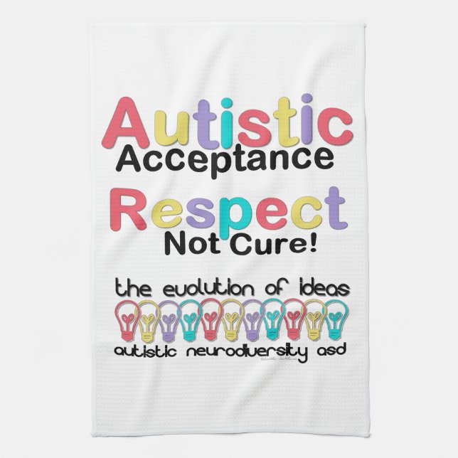 Autistic Acceptance Respect Not Cure Tea Towel (Vertical)