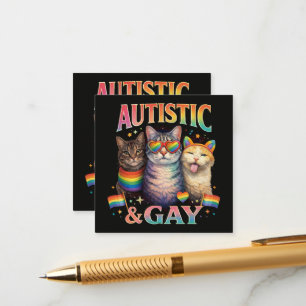 Autistic And Gay Funny Cat  Enclosure Card