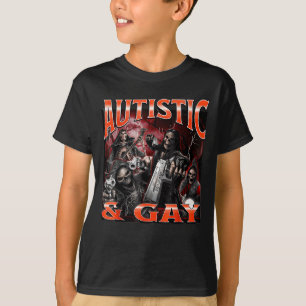 Autistic And Gay Funny Hard Skeleton Meme Bootleg  T-Shirt