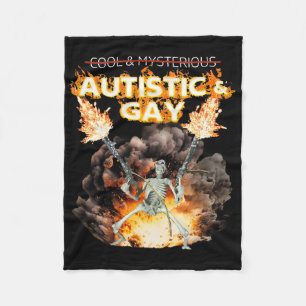 Autistic And Gay Skeleton Cursed Autism Meme Fleece Blanket