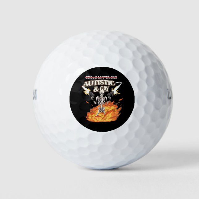 Autistic and Gay Skeleton Funny Autism Awareness Golf Balls (Front)
