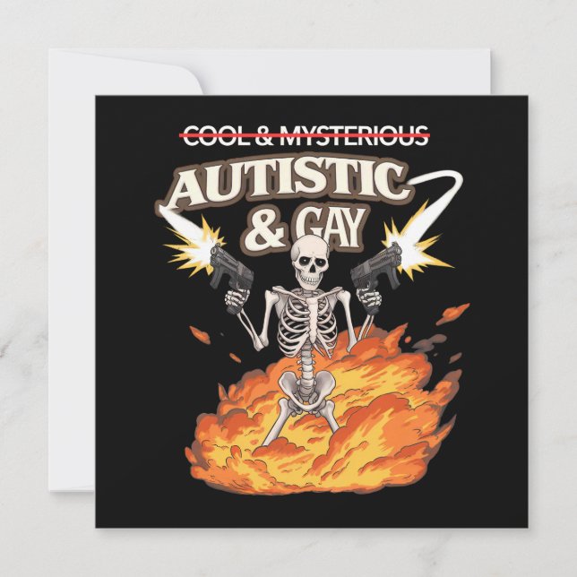 Autistic and Gay Skeleton Funny Autism Awareness Invitation (Front)