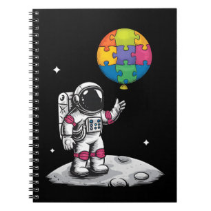Autistic Astronaut Balloon Space Autism Awareness Notebook