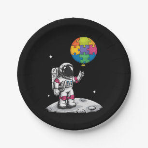 Autistic Astronaut Balloon Space Autism Awareness Paper Plate
