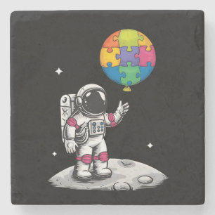 Autistic Astronaut Balloon Space Autism Awareness Stone Coaster