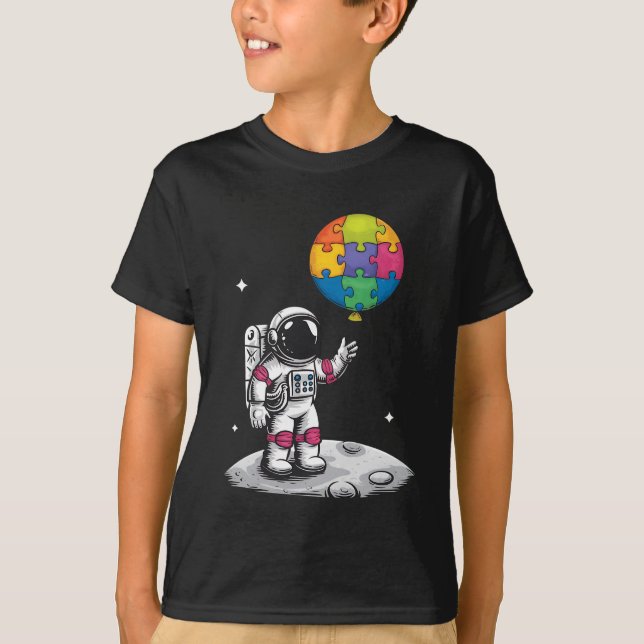 Autistic Astronaut Balloon Space Autism Awareness T-Shirt (Front)
