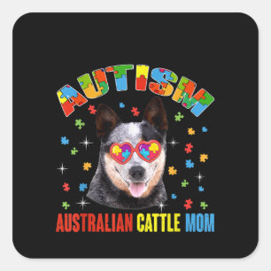 Autistic   Australian Cattle Mum Puzzle Piece Square Sticker