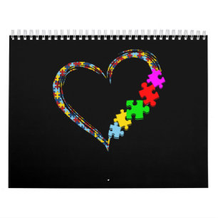 Autistic Autism Awareness Heart Puzzle Piece Calendar