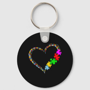 Autistic   Autism Awareness Heart Puzzle Piece Key Ring