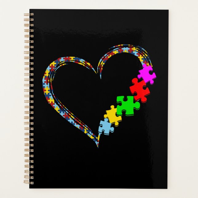 Autistic | Autism Awareness Heart Puzzle Piece Planner (Front)