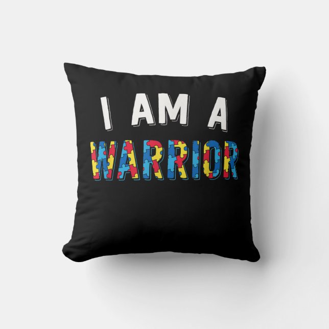 Autistic | Autism Awareness I Am Warrior Puzzle Cushion (Front)