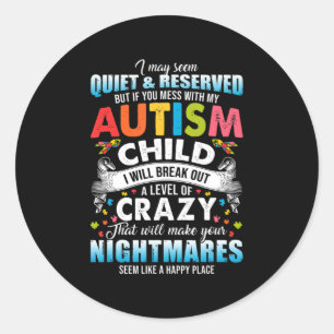 Autistic Autism Awareness Puzzle Pieces Proud Auti Classic Round Sticker