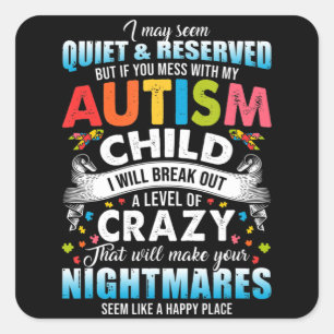 Autistic Autism Awareness Puzzle Pieces Proud Auti Square Sticker