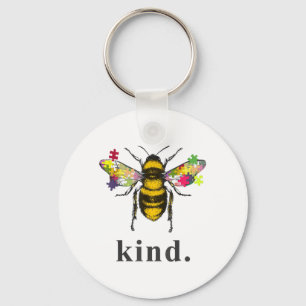 Autistic Autism Be Kind Beekeeper Puzzle Piece Key Ring