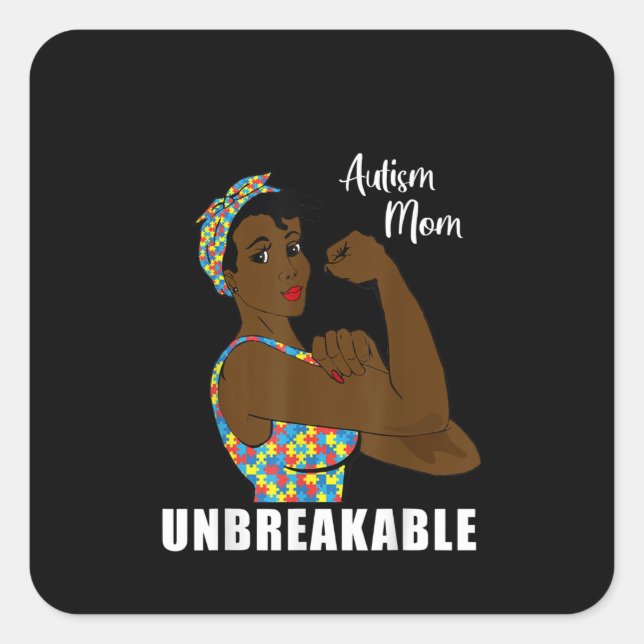 Autistic | Autism Mum Unbreakable Puzzle Piece Square Sticker (Front)