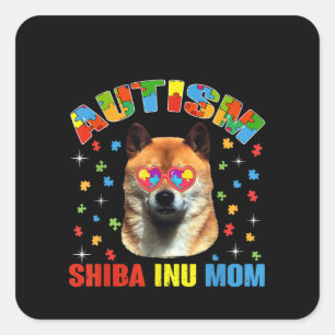 Autistic   Autism Shiba Inu Mum Puzzle Piece Square Sticker