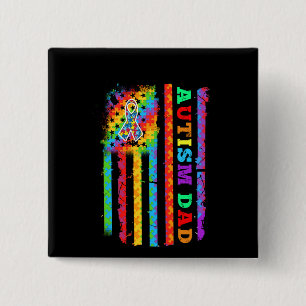 Autistic   Autistic Dad Autism USA Flag 15 Cm Square Badge