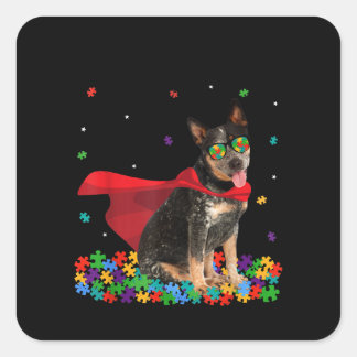 Autistic | Cool Australian Cattle Dog Hero Autism Square Sticker