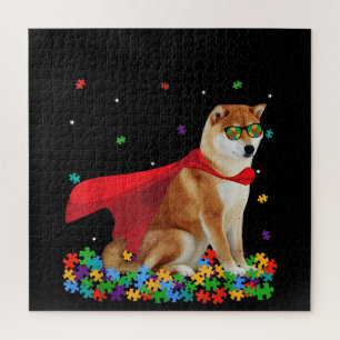 Autistic Cool Shiba Inu Dog Hero Autism Puzzle