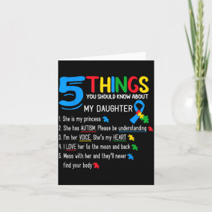 Autistic Daughter Au Awareness Support Mum Dad Card