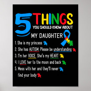 Autistic Daughter Au Awareness Support Mum Dad Poster