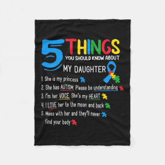 Autistic Daughter Autism Awareness Support Mum Dad Fleece Blanket