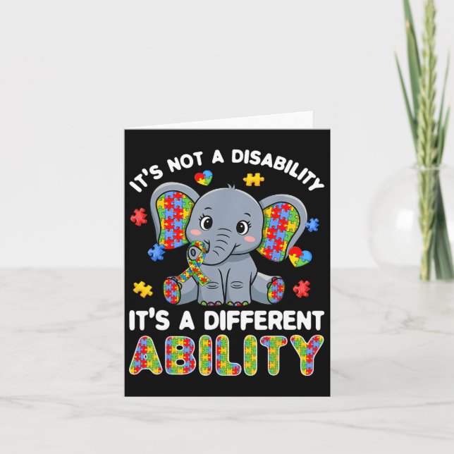 Autistic Different Ability Autism Awareness Elepha Card (Front)