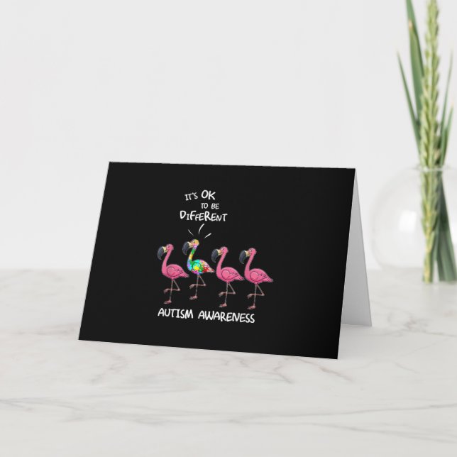 Autistic | It's Ok To Be Different Flamingo Puzzle Card (Front)
