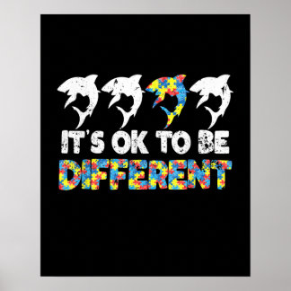 Autistic |It's Ok To Be Different Shark Silhouette Poster