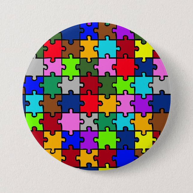 Autistic jigsaw 7.5 cm round badge (Front)