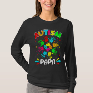 Autistic Papa Puzzle Support Family Autism Awarene T-Shirt