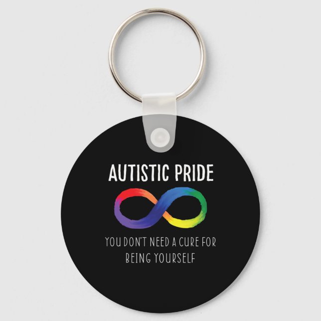 Autistic Pride Autism Awareness Acceptance Love He Key Ring (Front)