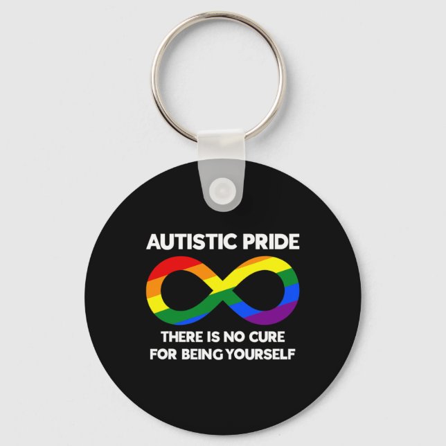 Autistic Pride - Autism Awareness - Rainbow Infini Key Ring (Front)