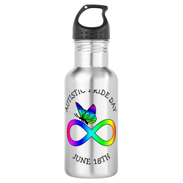 Autistic Pride Day June 18 Awareness Water Bottle (Front)