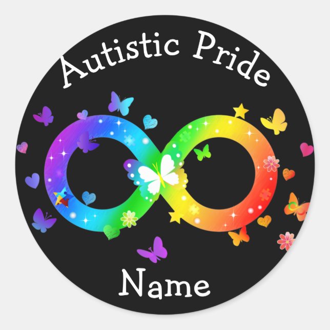 Autistic Pride Infinity Symbol Classic Round Sticker (Front)