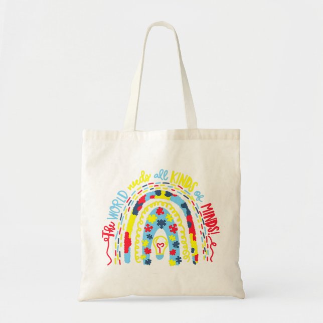 Autistic Pride lovers, this awesome Autism awarene Tote Bag (Front)