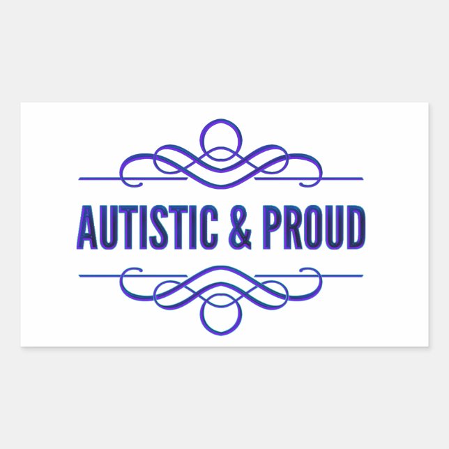 Autistic & Proud Purple Swirls Rectangular Sticker (Front)