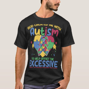 Autistic Puzzle God Created Me With Autism Awarene T-Shirt