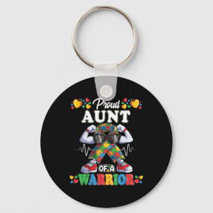 Autistic Ribbon Puzzle Aunt Of Autism Awareness Wa Key Ring