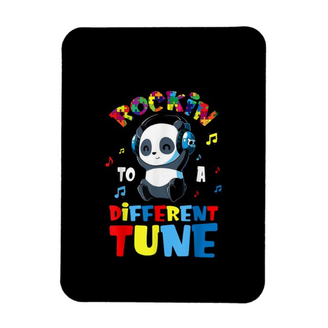 Autistic | Rockin To A Different Tune Cute Panda Magnet (Vertical)