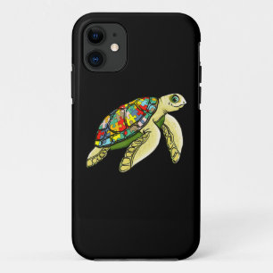 Autistic  Sea Turtle Puzzle Piece Autism Awareness Case-Mate iPhone Case