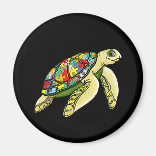 Autistic Sea Turtle Puzzle Piece Autism Awareness Magnet