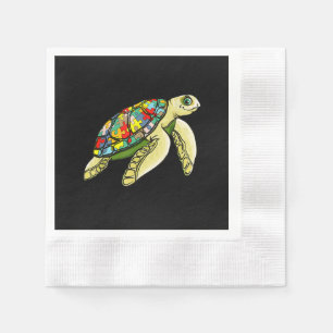 Autistic Sea Turtle Puzzle Piece Autism Awareness Napkin