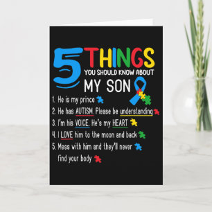 Autistic Son Autism Awareness Support For Mum Dad Card