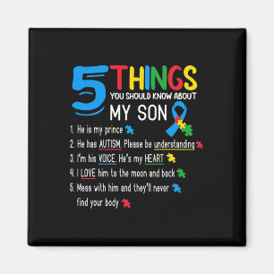 Autistic Son Autism Awareness Support For Mum Dad  Magnet